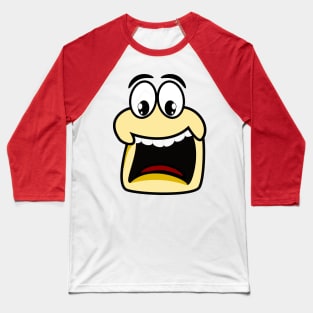 Scared Funny Face Cartoon Emoji Baseball T-Shirt